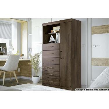 Imagem de Cômoda Casal Marabá 1.6 c/ 1 Porta 2 Nichos e 6 Gavetas Ébano - Santos Andirá