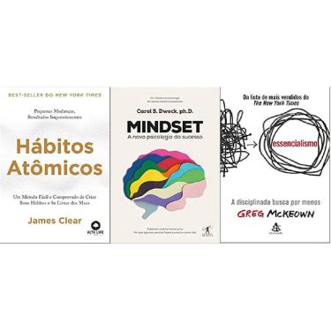 Imagem de Kit 3 Livros Hábitos Atômicos + Mindset + Essencialismo