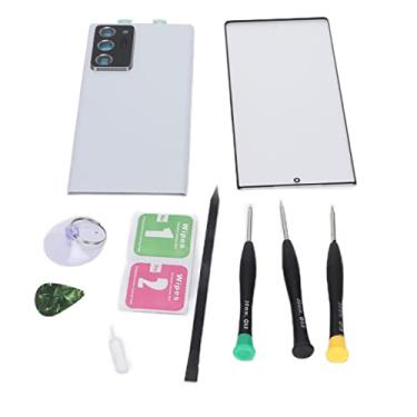 Imagem de Mbeysaq Note 20 Ultra 5G Conjunto de substituição de tampa de vidro traseira, vidro de tela frontal, preto, qualidade original, kit DIY fácil (branco)