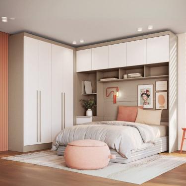 Imagem de Guarda-roupa Modulado Casal 10 Portas 3 Gavetas Duna/Branco