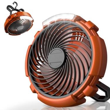 Imagem de ASNUG Ventilador De Acampamento Com Lanterna Led, Recarregável Operado Por Bateria 6000 Mah, 3 Velocidades, Rotação 180 °, Mesa Portátil Gancho Para Pendurar, Barraca Viagens, Acampamento, Pesca E A