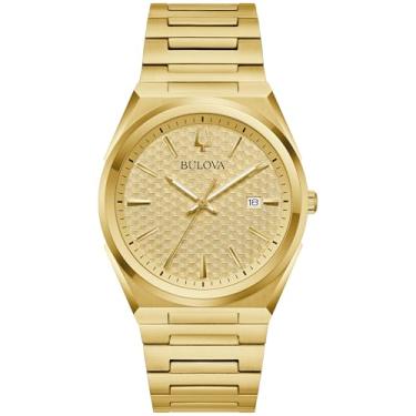 Imagem de Bulova Relógio masculino clássico de quartzo de aço inoxidável, mostrador com padrão ch...
