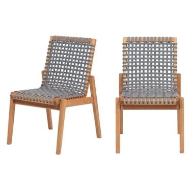 Imagem de Cadeira de Jantar de Madeira (kit com 2) Trama Meu Móvel de Madeira - Jatobá e Corda Prata