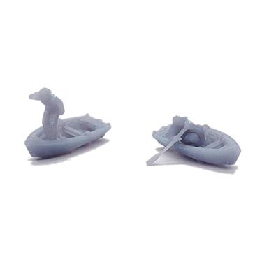 Imagem de Outland Models Conjunto de barco de madeira pequeno cenário ferroviário com figuras escala 1:160 N