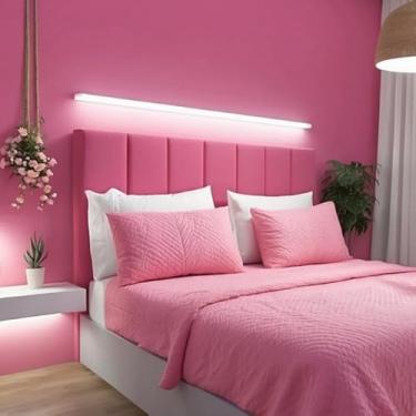 Imagem de Cabeceira Estofada Modular Cama Casal Queen 1,60mX45cm - Módulos Adesivos (Rosa)
