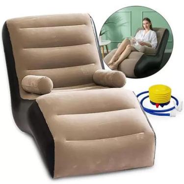 Imagem de Sofá Inflável Portátil Com Braços Apoio Cama Espaçoso Movel Sala Confo