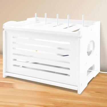 Imagem de Armazenamento de prateleira de roteador atualizado, suporte de roteador de rede, caixa de armazenamento de roteador independente e montada na parede, prateleira de caixa de cabo de modem, prateleira