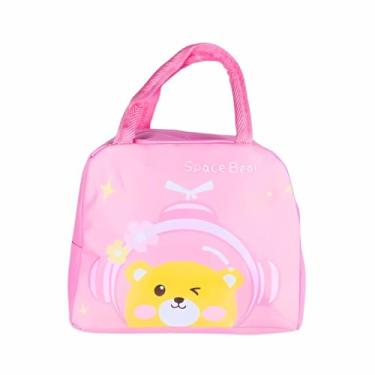 Imagem de Bolsa Lancheira Térmica Infantil Animais Bonitinhos Alça Dupla Quente Frio Escola e Passeios (Urso Astro Rosa)