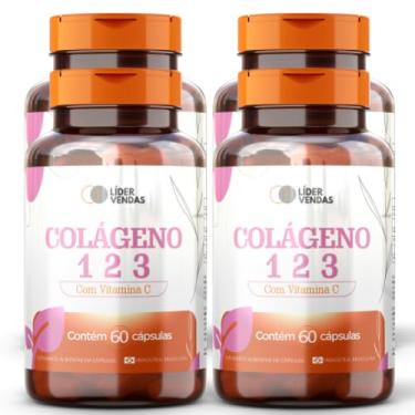 Imagem de Colágeno 1,2 e 3 com Vitamina C - 1g com 60 cápsulas - 4 potes