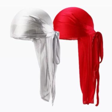 Imagem de Kit Duas Bandana Touca Waves Durag - Barbershopp62, Branco, Vermelho