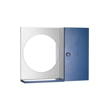 Imagem de Espelho Redondo para Banheiro com Armário Azul