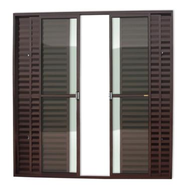 Imagem de Porta Balcão 6 Folhas Super 25 Vidro Liso 210cm X 200cm Brimak Corten