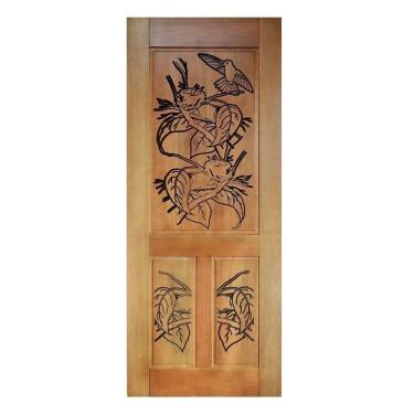 Imagem de Folha De Porta Madeira Maciça Entalhada Ninho 90x210x3,5cm Cedro Rosa Madeira