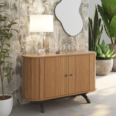 Imagem de Buffet Aparador Curvo 130cm 2 Portas Dalla Costa Freijó/preto Fosco