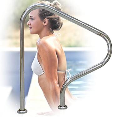 Imagem de Corrimãos de piscina, trilho de mão de montagem fácil, corrimão de segurança para piscina, prata, à prova de ferrugem, trilho de escada de piscina de aço inoxidável para entrada de piscina no solo