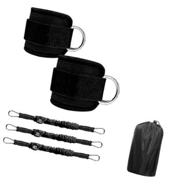 Imagem de Vaveren Faixas de tornozelo para exercícios com tornozeleiras ajustáveis, versáteis e portáteis para academia em casa, 3 níveis de 10 libras, 20 libras e 30, 6 Peças Pretas