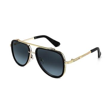 Imagem de FEISEDY Óculos de sol masculino aviador, armação quadrada clássica dos anos 70, UV400, óculos de sol para dirigir, pescar, golfe, caminhadas, B0036, Lente cinza gradiente 02, 55mm