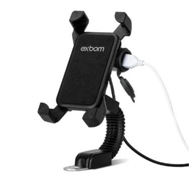 Imagem de Suporte Celular Com Carregador Usb Moto Universal Gps Exbom