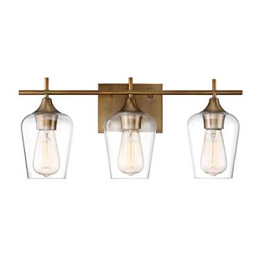 Imagem de Savoy House 8-4030-3-322 Octave 3-Luz de Banheiro em Acabamento Quente de Latão com Vidro Transparente (53 cm L x 22 cm A)