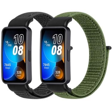 Imagem de WNIPH Pulseiras de relógio de nylon compatíveis com Huawei 10/9/8, 2 peças, pulseiras de reposição esportivas respiráveis ajustáveis para mulheres e homens