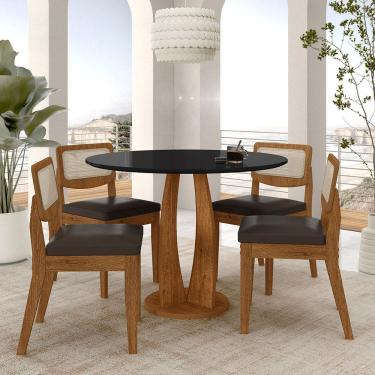 Imagem de Mesa Redonda Camogli 4 Cadeiras Sextavadas Freijó/pto/corin Marr - M.a