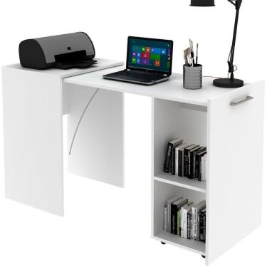 Imagem de Escrivaninha Retrátil Para Escritório Multiuso Articulável Branco