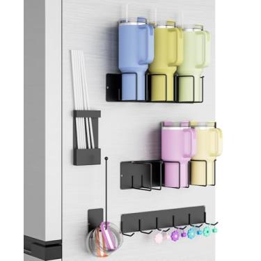 Imagem de Suporte magnético Stanley para copos 5 em 1 – Organizador de garrafa de água para 20/30/1,134 g com alça, tampa e suporte de palha, organizador de acessórios de copo de geladeira