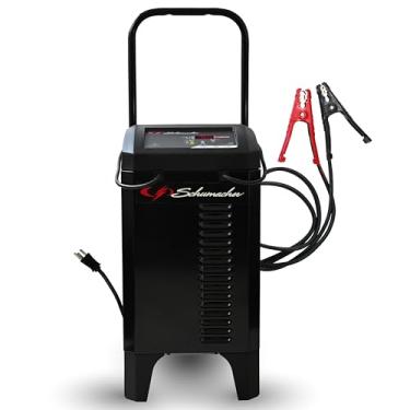 Imagem de Schumacher Electric Carregador automático de bateria de carro 6A com rodas e motor de arranque 200A, solução 6 em 1, mantenedor, 40A Boost, para baterias esportivas de 6V/12V, automotivas e marítimas