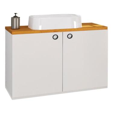 Imagem de Kit Gabinete Armário Banheiro Madri Com Cuba Cerâmica Tipo Vazo Sanitá