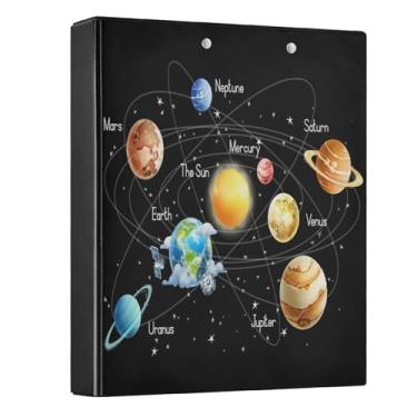 Imagem de Fichário com 3 anéis, sistema solar, planeta, 3,8 cm, fichário redondo com 200 folhas para crianças, material escolar, mulheres e homens, escritório, 1 pacote