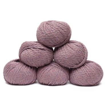 Imagem de Conjunto de 6 novelos de lã de alpaca 100% bebê, peso volumoso, feito no Peru, macio e perfeito para tricô e crochê (lilás mesclado, volumoso - 6 novelos)