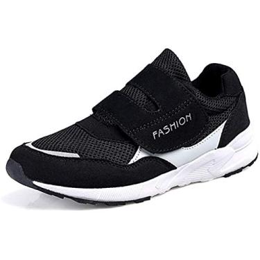 Imagem de Tênis de caminhada feminino Leader Show casual antiderrapante confortável com cadarço, Preto, 8.5