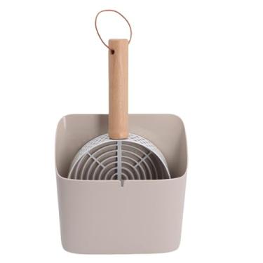 Imagem de Depisuta Pá para areia de gato com suporte, pá de metal resistente para areia de gato, pá removível para cocô de gato com cabo de madeira e vassoura, pá de aço inoxidável