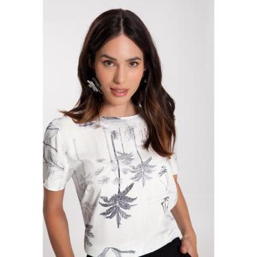Imagem de Blusa Feminina Lunender Estampa Coqueiros Branco Tam. M-Feminino
