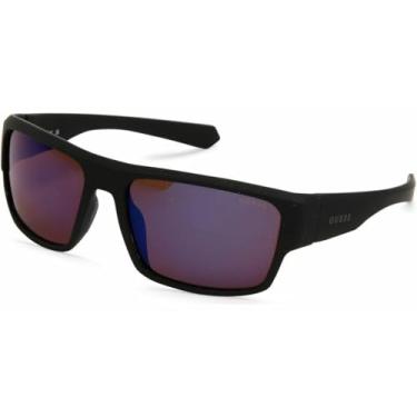 Imagem de GUESS Óculos de sol masculinos Factory Smoke Mirror Wrap GF5115 05C 60