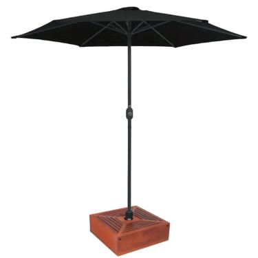 Imagem de Kit Ombrelone Guarda Sol Ipanema 2,5m Articulado Preto com Base Revestida Madeira Jardim Piscina Praia - AMZ