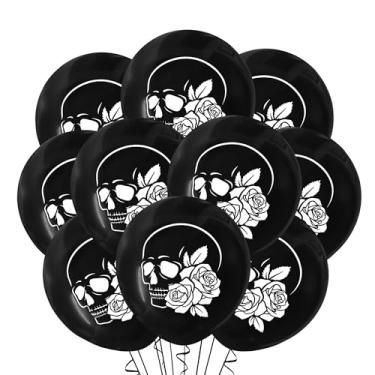 Imagem de Malayan Products Memento Mori Balloons 12 Count Latex, Skull and Rose Birthday Decorations, Stoic Theme, Latin Remember to Die, Philosophy Party, stoicism, 12Inch Standard Size (Black)