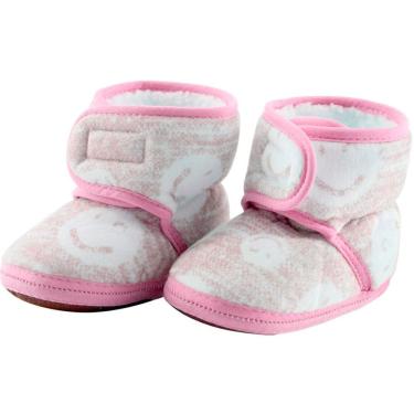 Imagem de Pantufa Sapato Infantil Bebê Forrada Com fecho aderente 0 a 12 Meses