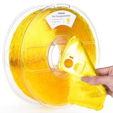 Imagem de AMOLEN Filamento de impressora 3D TPU 95A 1,75 mm, filamento amarelo transparente TPU de alta dureza e resiliência, filamento 3D flexível de 1 kg, precisão dimensional +/- 0,02 mm, adequado para a