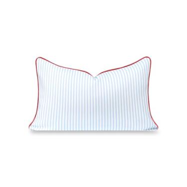 Imagem de Hofdeco Premium Capa de almofada lombar Coastal Hampton Patio Indoor Outdoor apenas, 30,48 cm x 50,8 cm repelente de água para quintal, sofá, beira da piscina, listras vermelhas azuis bebê