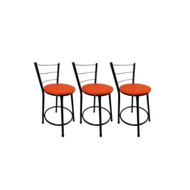 Imagem de Kit 3 Banqueta Balcão Baixa Preto Bar Gourmet Cozinha Lazer Área - For