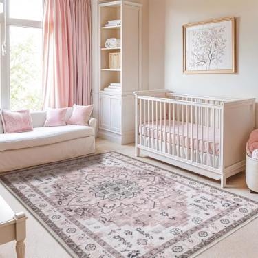 Imagem de LBRO2M Tapetes laváveis 10 x 15 cm para quarto de dormir, antiderrapante, fácil de limpar, tapete macio e resistente a manchas para quarto de bebê, ótimo para animais de estimação e família (12 cm x