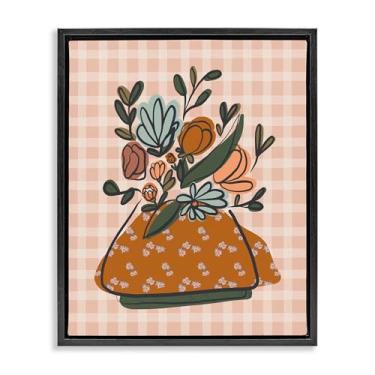 Imagem de Stupell Industries Tela flutuante preta para sala de piano floral design de parede por Beki Marquardt, 53 x 43 cm