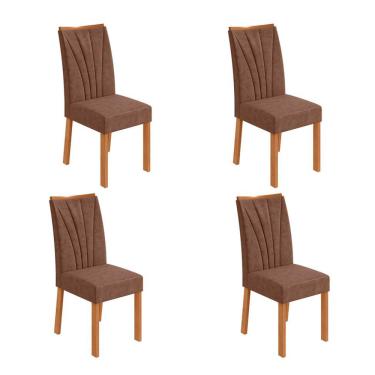 Imagem de Conjunto com 4 Cadeiras Apogeu Revestimento Sintético Avelã e Amêndoa