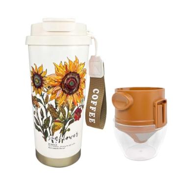 Imagem de Cafeteira de acampamento de 370 ml, gotejador de café, cafeteira portátil para viagem, acampamento, escritório, mochila, infusor de chá portátil para chá de folhas soltas, infusor de xícara de café