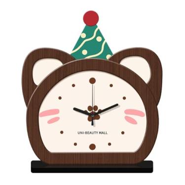 Imagem de FLCPJGV Relógio de Mesa Silencioso, Decoração Exclusiva para Mesa, Cabeceira, Balcão, Quarto, Sala de Estar, Marrom, Tamanho real