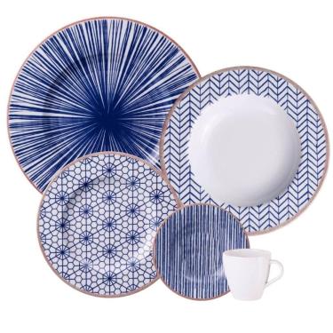 Imagem de Aparelho de Jantar 30 Peças Tramontina Abstratta Porcelana Serviço 6 Pessoas