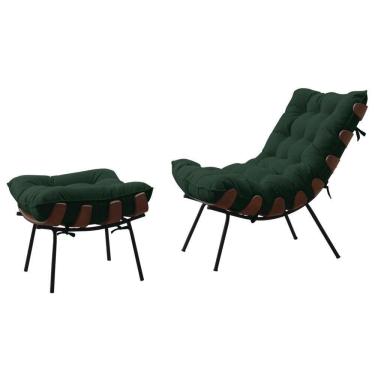 Imagem de Poltrona Costela Adão Com Puff Veludo Verde