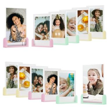 Imagem de Pacote com 12 porta-retratos Instax Mini Polaroid, 2 x 3 porta-retratos pequenos para filmes instantâneos Fujifilm Instax Mini, suporte para exibição de fotos pequenas Polaroid, porta-retratos fofos