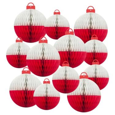 Imagem de 12 peças de papel temático de pesca, decorações de bola de favo de mel, lanternas vermelhas e brancas para festa de pesca, aniversário, pescadores, mesas temáticas, chá de bebê, placa de teto